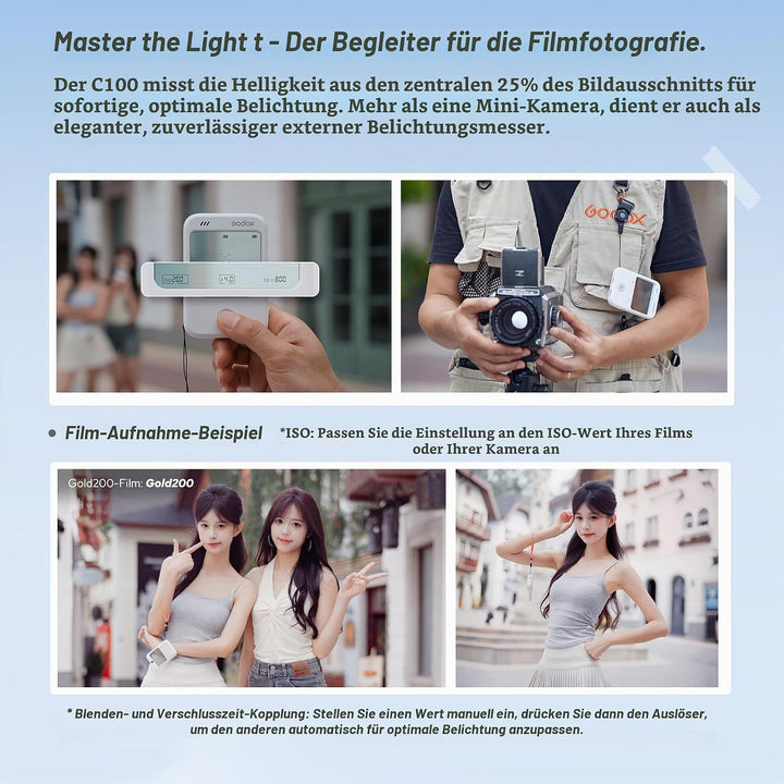 Godox C100 Belichtungsmesser Kamera mit transparentem Sucher und OTG | Optischer Sucher mit nahtlose