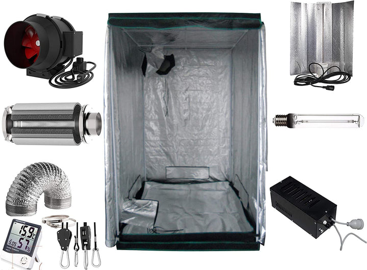 Growzelt Komplettset Eco 100x100x200 cm mit top Aktivkohlefilter 400 W 100x100x200 Eco, 100x100x200