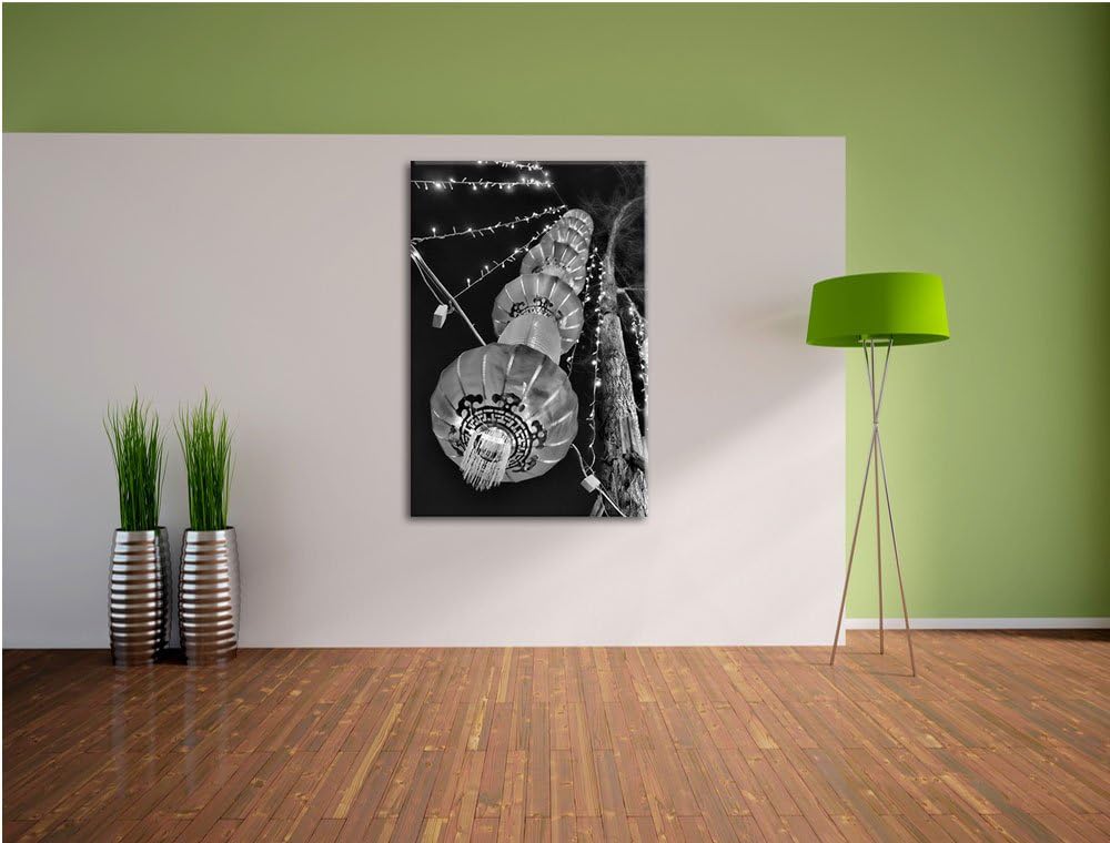 Pixxprint Monocrome, traditionelle chinesische Lampions, Format: 100x70 auf Leinwand, 100x70