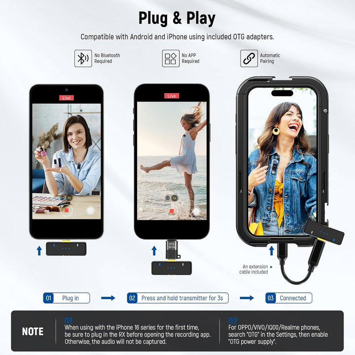 NEEWER KM15 Drahtloses Lavalier Mikrofon System Kompatibel mit iPhone Android Phone PC Computer, Min