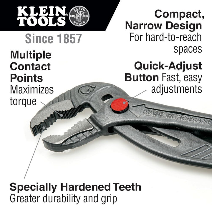 Klein Tools D504-10B Pumpenzange, schnell verstellbare Feder- und Nutkralle, Wasserpumpenzange, 25,4