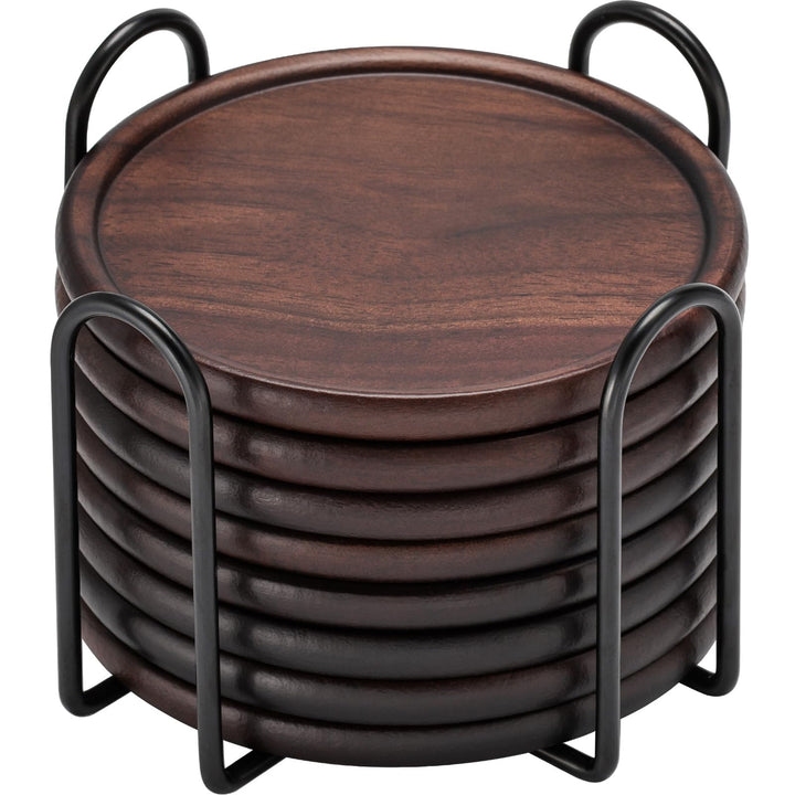 Holzuntersetzer mit Metallhalter GOH DODD Set aus 8 Holzuntersetzern für Getränke Schreibtisch Couch
