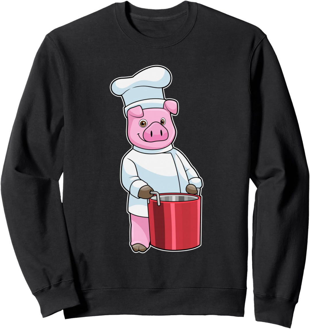 Schwein Koch Kochmütze Kochtopf Sweatshirt