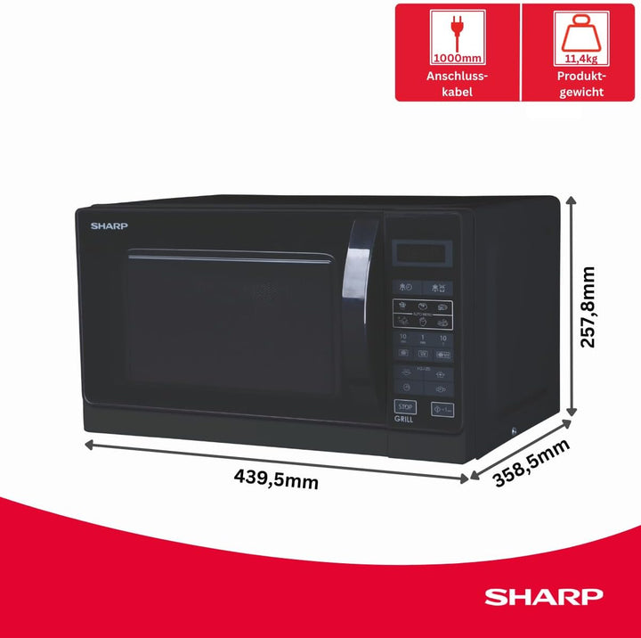 Sharp R642BKW 2-in-1 Mikrowelle mit Grill / 20 L / schwarz