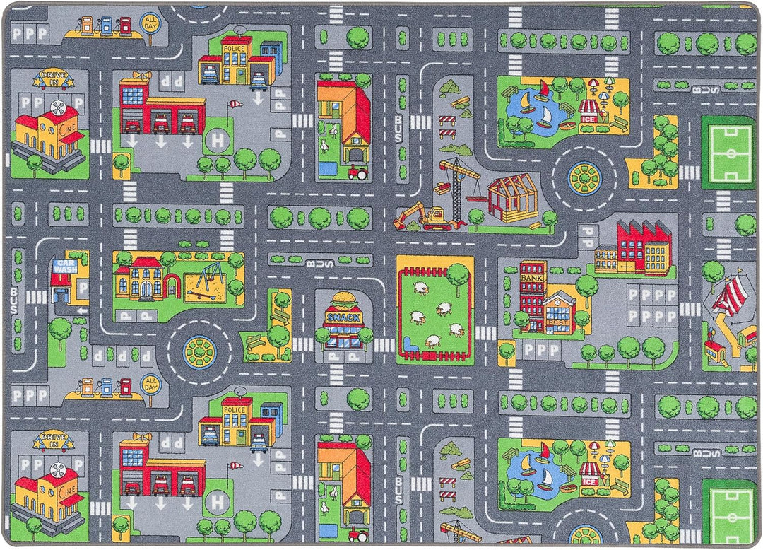 Pergamon Strassenteppich Beidseitig Kinder Spielteppiche für Kinderzimmer und Spielzimmer 200x300 cm