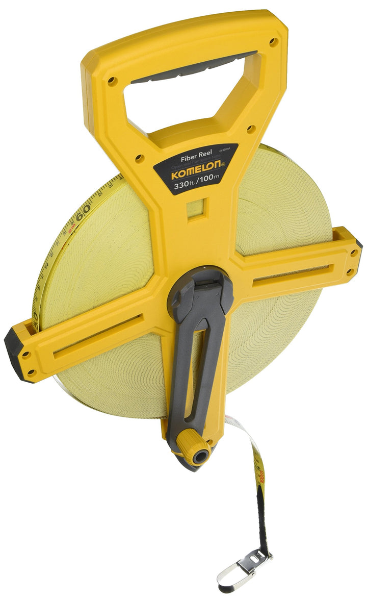 Komelon 66330IM Massband aus Fiberglas, hochsichtbar, gelb, 100 m metrisch 330ft - Inch Metric Fiber