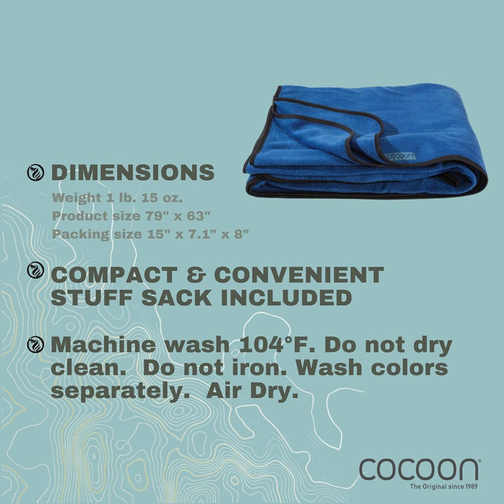 cocoon Herren Premium-Fleece Blanket Reisedecke, Blue Pacific, Regular, Blue Pacific