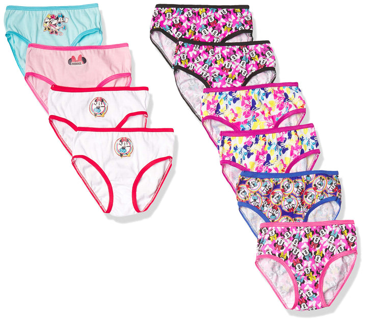 Disney Mädchen Slip (10er Pack) 4 10er-pack, 100 % Gekämmte Baumwolle mit Punktemuster, 4 10er-pack,