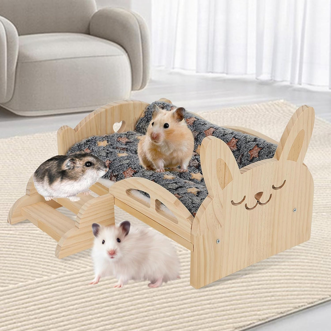 Sparklenut Meerschweinchen Hängematte Holz, Meerschweinchen Bett, Meerschweinchen Versteck mit Trepp