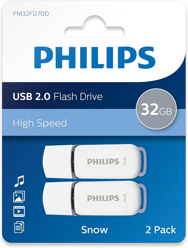 Philips Snow Edition 2.0 USB-Flash-Laufwerk USB-Stick 2X 32GB für PC, Laptop, Computer Data Storage,