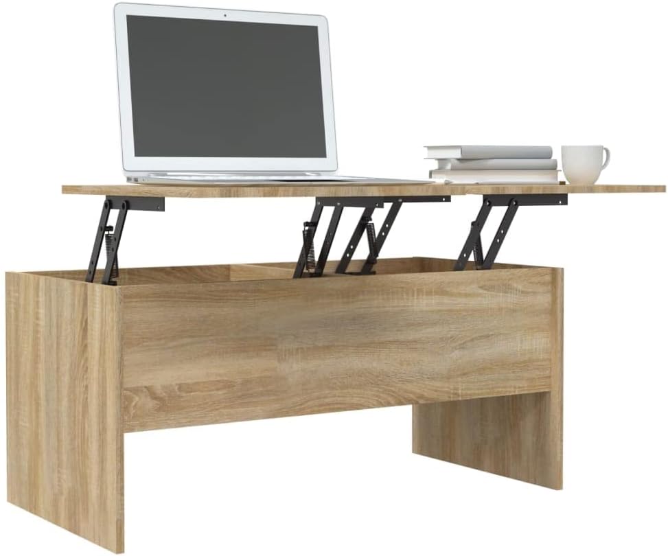 WIFESE Couchtisch Höhenverstellbar 102x50,5x46,5 cm Beistelltisch Holz Wohnzimmertisch Modern Stilvo