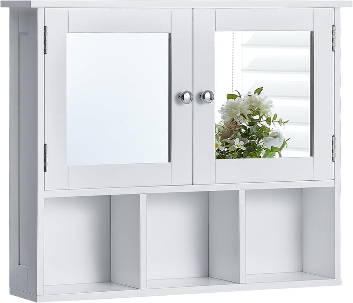 Bath Vida Milano Badezimmer-Spiegelschrank mit 2 Türen, mit Aufbewahrungsfächern, Wandmontage, weiss