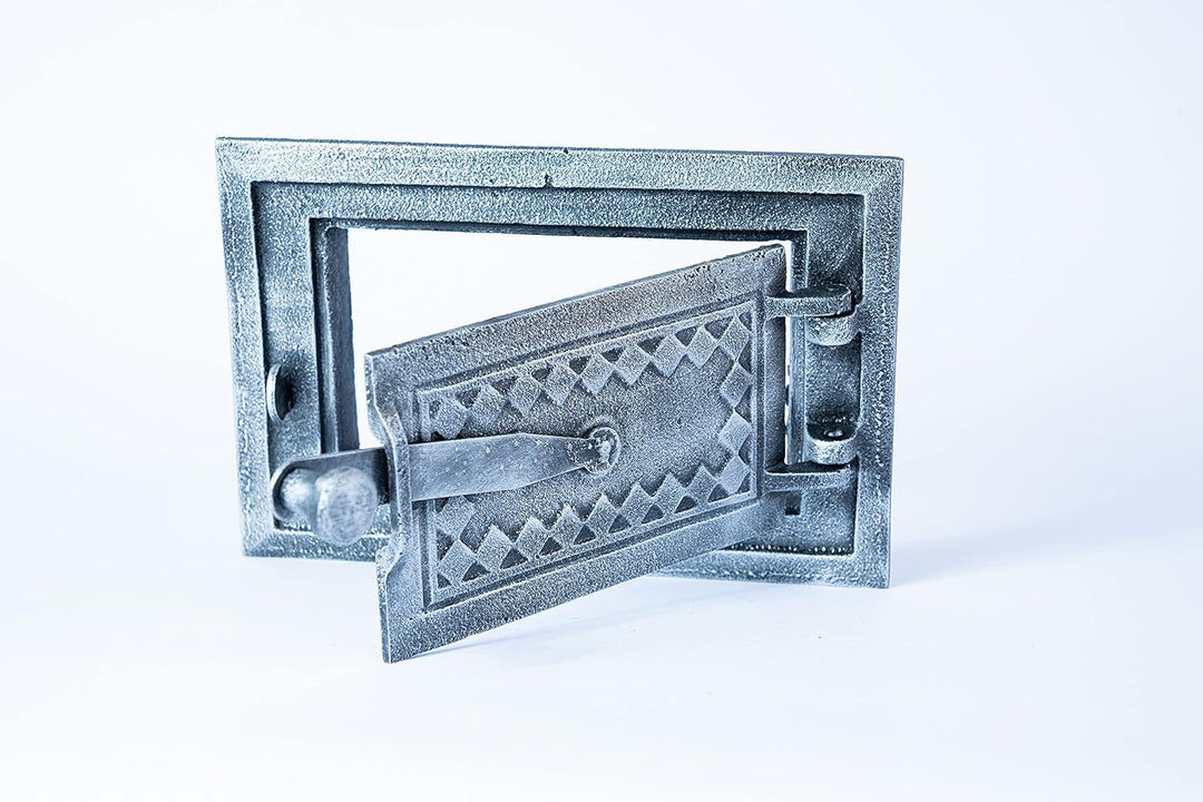 Euro Sezam - Altes Silber Ofentür aus Gusseisen - Massive dicke Ofentür - Pizzaofentür - DZ067 - Ein