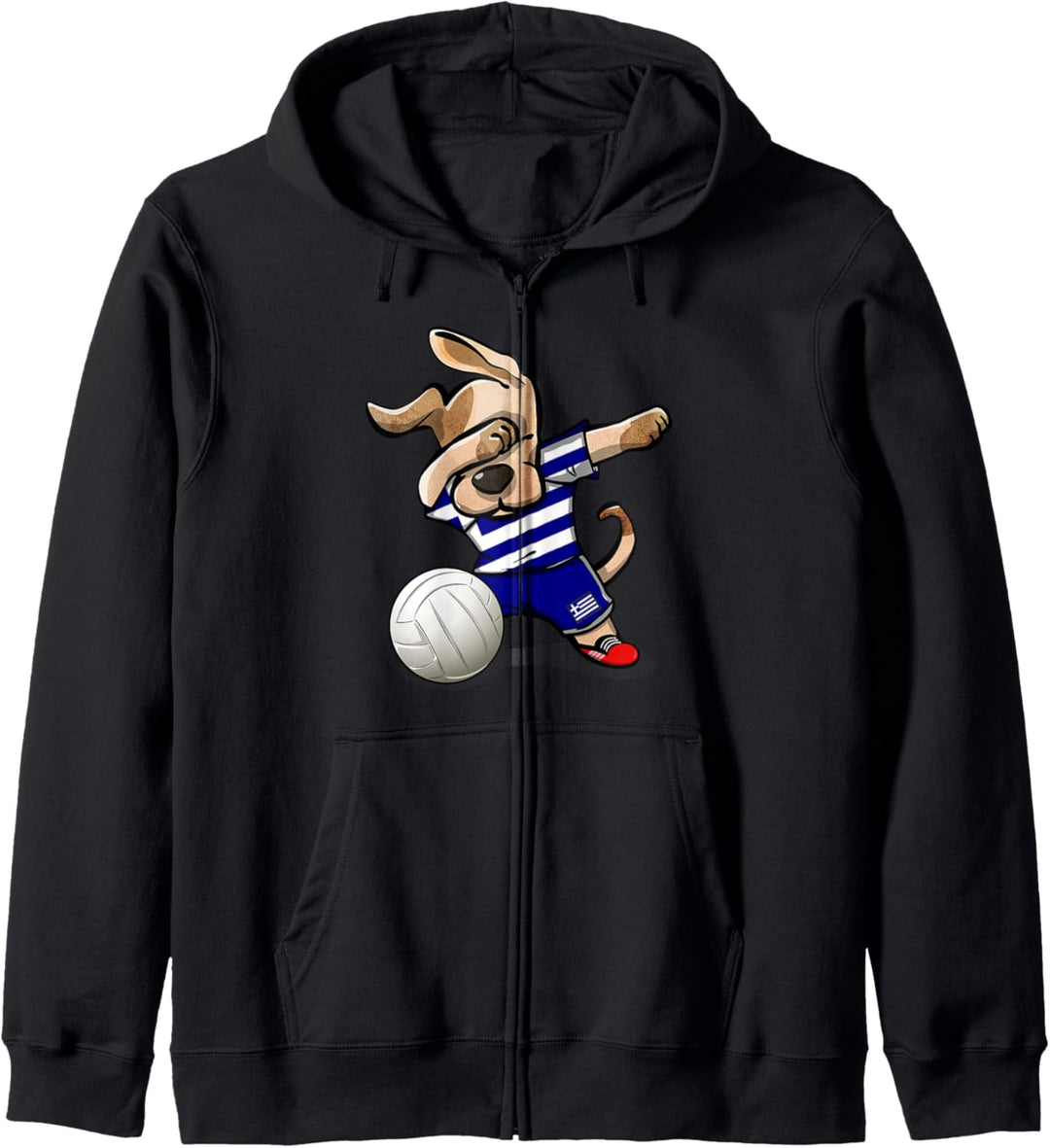 Tupfender Hund Griechenland Volleyball Griechische Flagge Kapuzenjacke