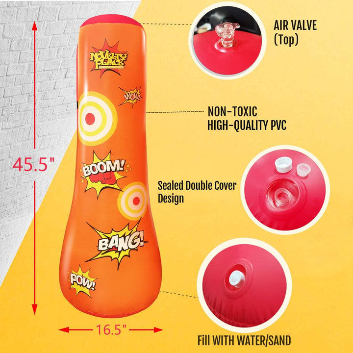 Novelty Place Kid's aufblasbarer Boxsack - 4 Fuss hoch Freistehender Buddy - Hit & Bounce Back Air B