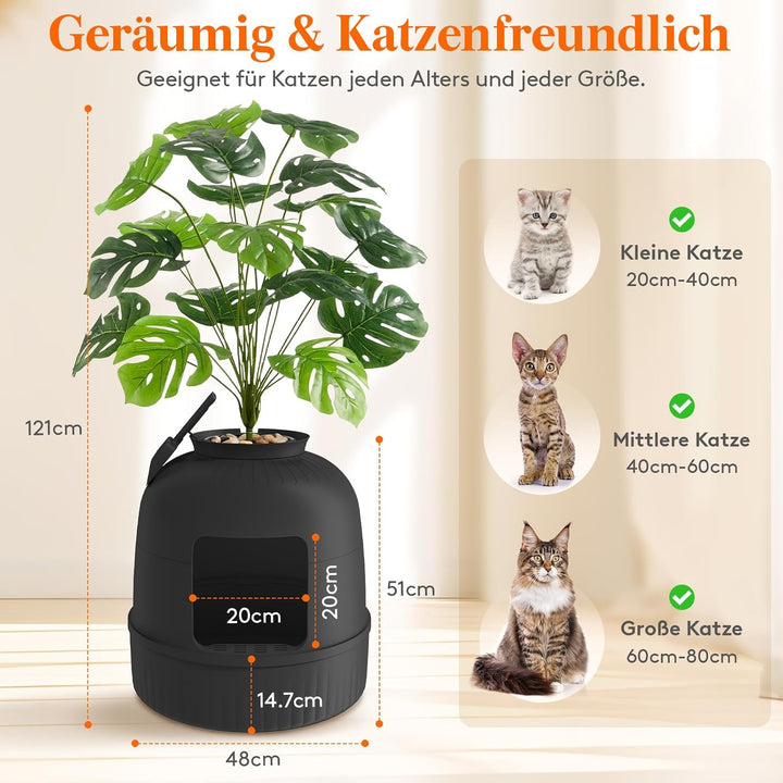 Lifewit Katzenklo Blumentopf mit Pflanze & Schaufel, Katzenklo Versteckt mit Geruchsbeseitigung, Inf
