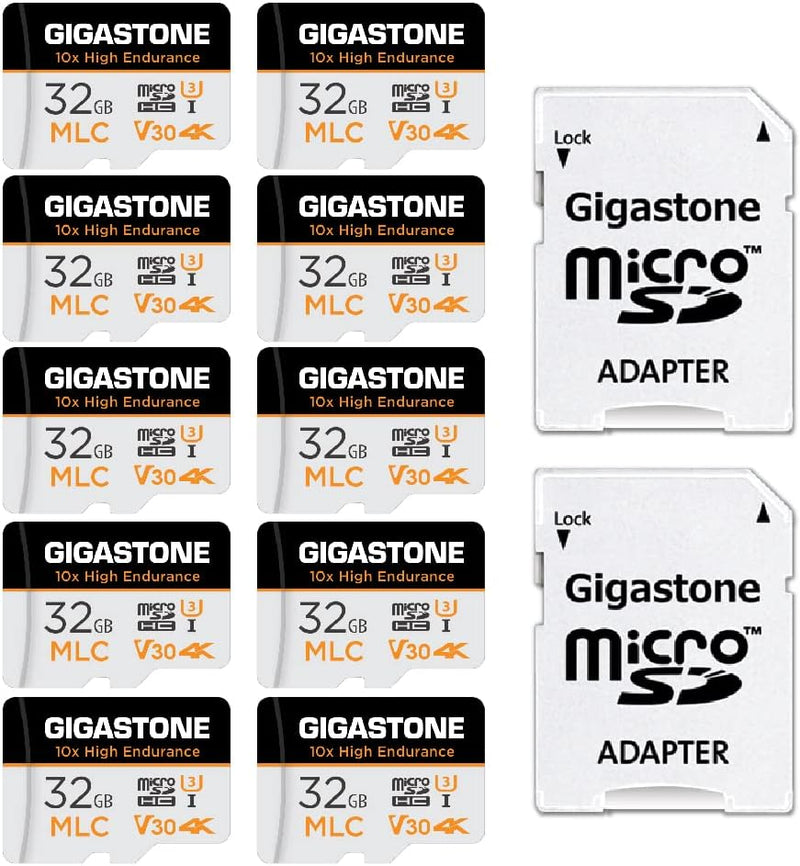 [10x High Endurance] Gigastone MLC 32GB 10er-Pack Industrial MicroSDXC Karte mit Adapter,95/60 MB/s