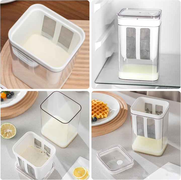 Frischkäsebereiter, Joghurt Sieb Mit Deckel, Waschbar Molkeabscheider, Wiederverwendbarer Feine Filt