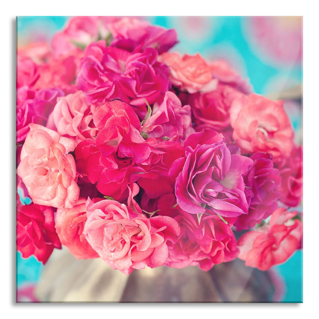 Pixxprint Glasbild | Wandbild auf Echtglas | Blumen | 80x80 cm | inkl. Aufhängung und Abstandshalter