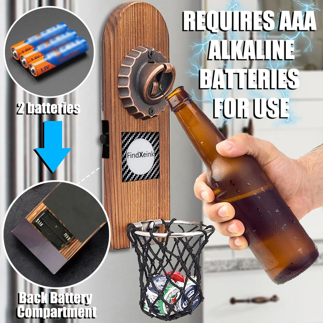 ZONSUSE Flaschenöffner Wand Magnet mit DIY E-Ink-Bildschirm, Vintage Holz Bieröffner Wand mit Behält