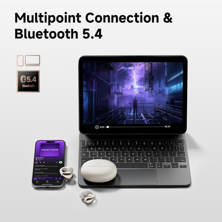 QCY Crossky C30 Open Ear Kopfhörer,Kabellose Bluetooth 5.4 Clip On Kopfhörer,4 Mikrofon ENC Geräusch