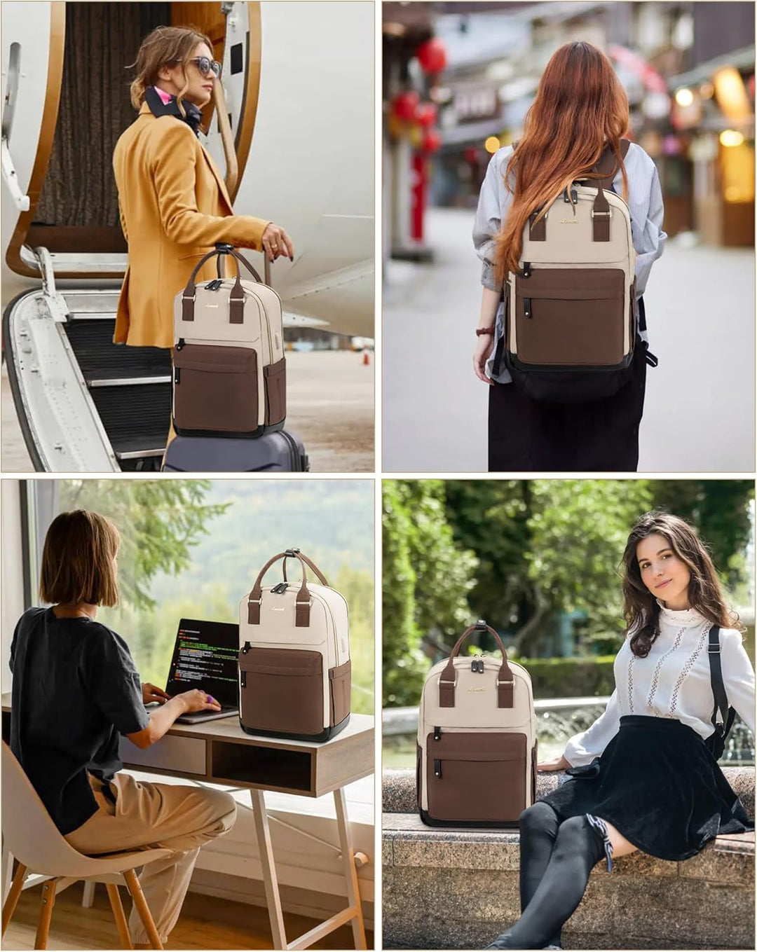 LOVEVOOK Arbeitstasche Reiserucksack Damen, 15,6 Zoll Laptop Backpack Women Wasserdicht, Schulrucksa