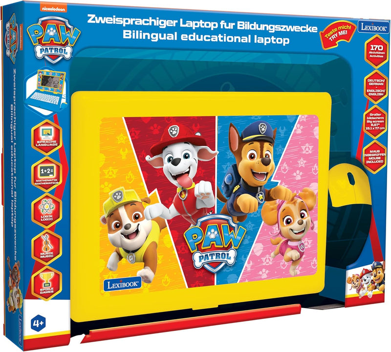 Lexibook, Paw Patrol, Zweisprachiger und pädagogischer Laptop Deutsch/Englisch, Spielzeug für Kinder