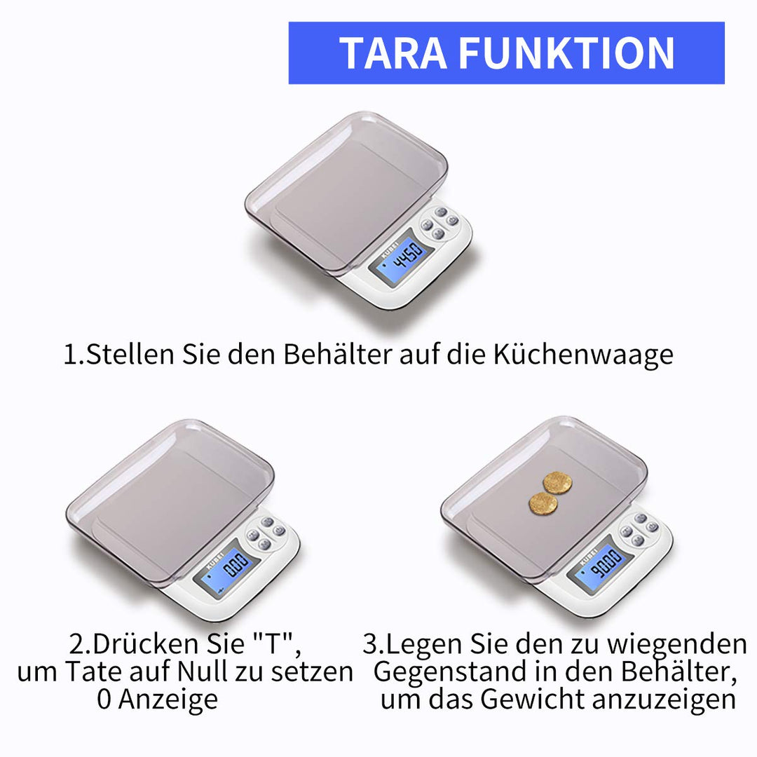 Feinwaage 1kg/0.01g USB Aufladen Digitale Küchenwaage,Hochpräzise Grammwaage Digitalwaage Briefwaage