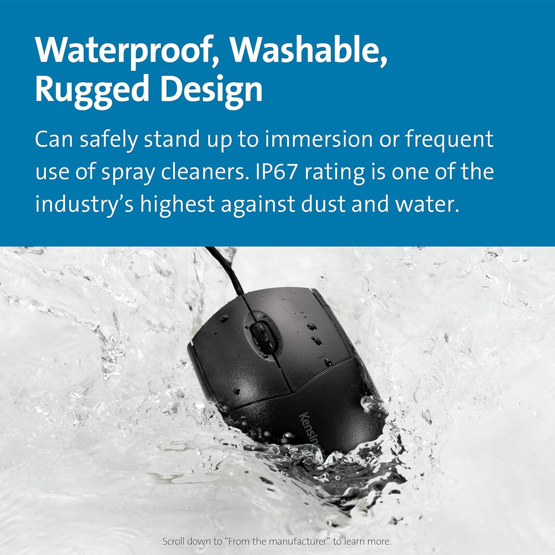 Kensington Acco K:Mouse Pro Fit Washable Wired Abwaschbar / Für Rechts- und Linkshänder Standard, Ab