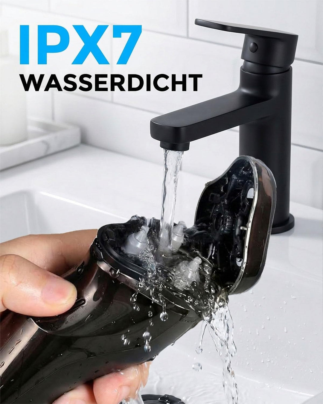 Rasierer Herren Elektrisch mit 4D-Schwebekopf, IPX7 Wasserdicht Elektrorasierer, Nass- und Trockenra