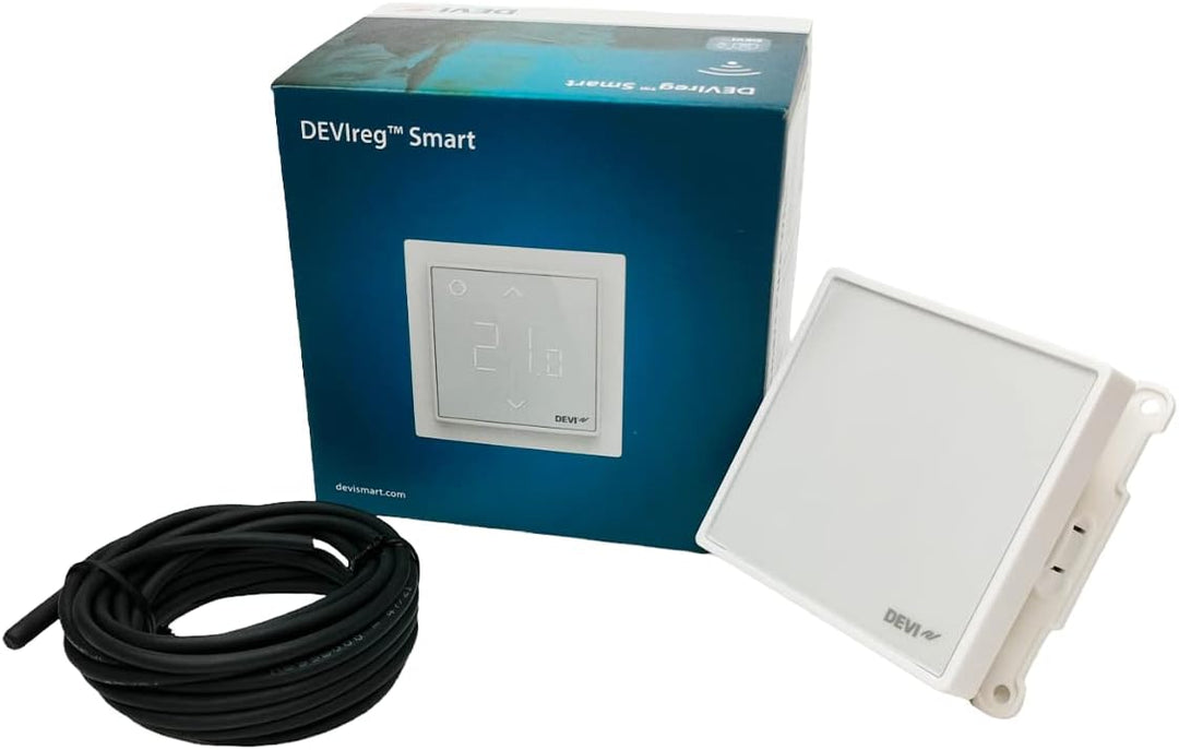 DEVI Raum+BodenThermostat 140F1141 RAL9010 Raumthermostat/Uhrenthermostat 5703466239636, White x Whi