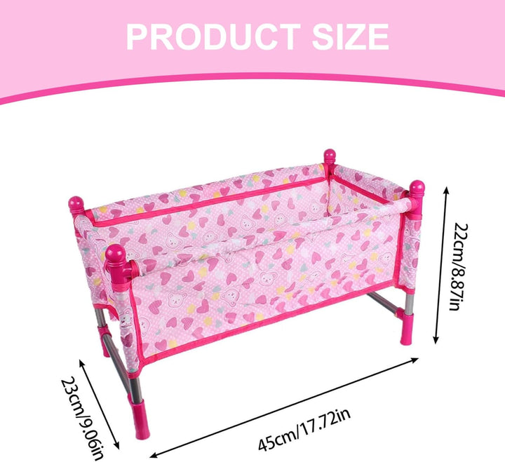 Puppenbett, einfach zu installierendes Puppenbett, Robustes aus Kunststoff und Stoff, Rollenspielspi