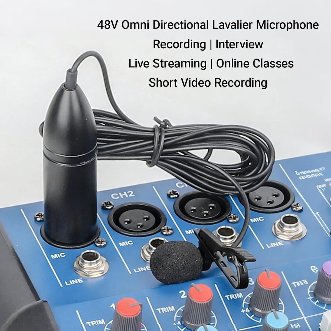 Lavalier Microfon Professional 48 V Phantom Power Omni Directional Rauschen Reduktion Clip auf Rever