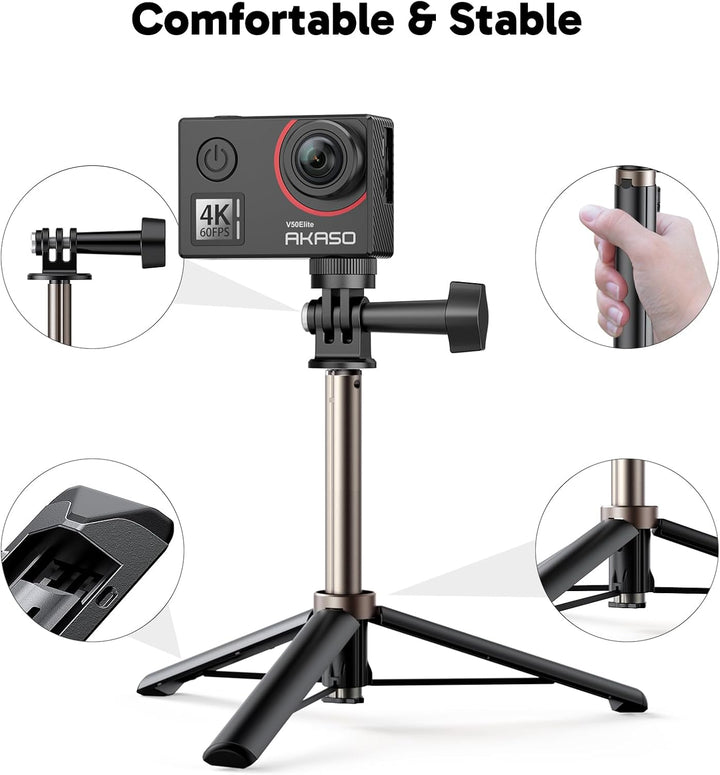 AKASO V50 Elite Action Cam,4K60FPS 20MP Unterwasserkamera mit 60cm Stativ Selfie Stick und Tasche Wi