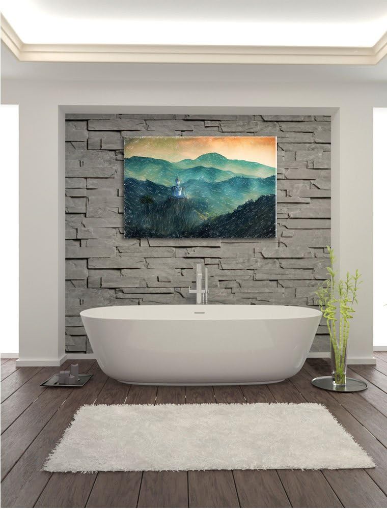 Pixxprint Buddha / 100x70cm Leinwandbild bespannt auf Holzrahmen/Wandbild Kunstdruck Dekoration, 100