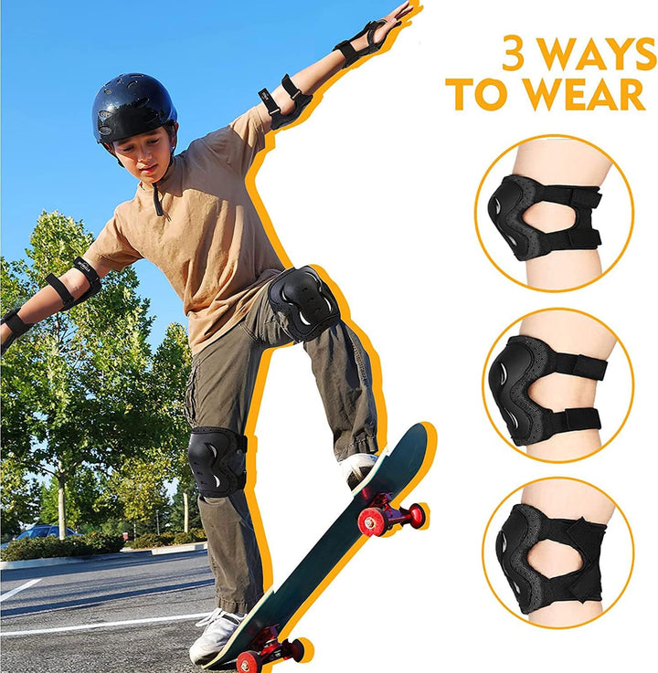 Monbessi Kinder & Erwachsene Knieschoner Set, 2 Knieschützer, 2 Ellenbogenschoner, 2 Handgelenkschon