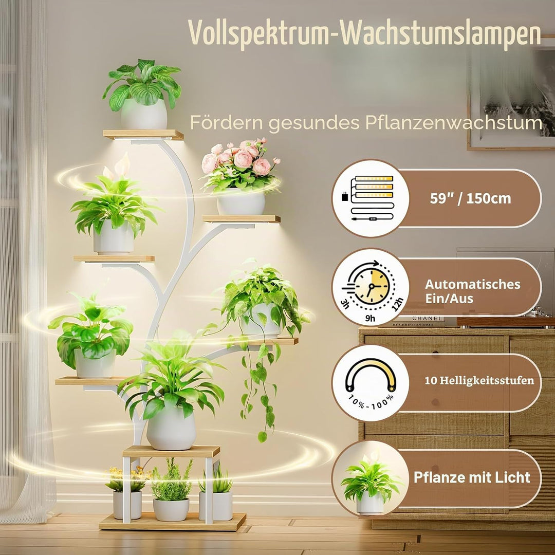 Pflanzenständer für den Innenbereich, mit Wachstumslichtern, 7-stufiges Pflanzenregal für den Innenb