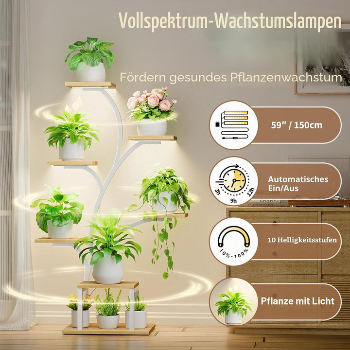 Pflanzenständer für den Innenbereich, mit Wachstumslichtern, 7-stufiges Pflanzenregal für den Innenb