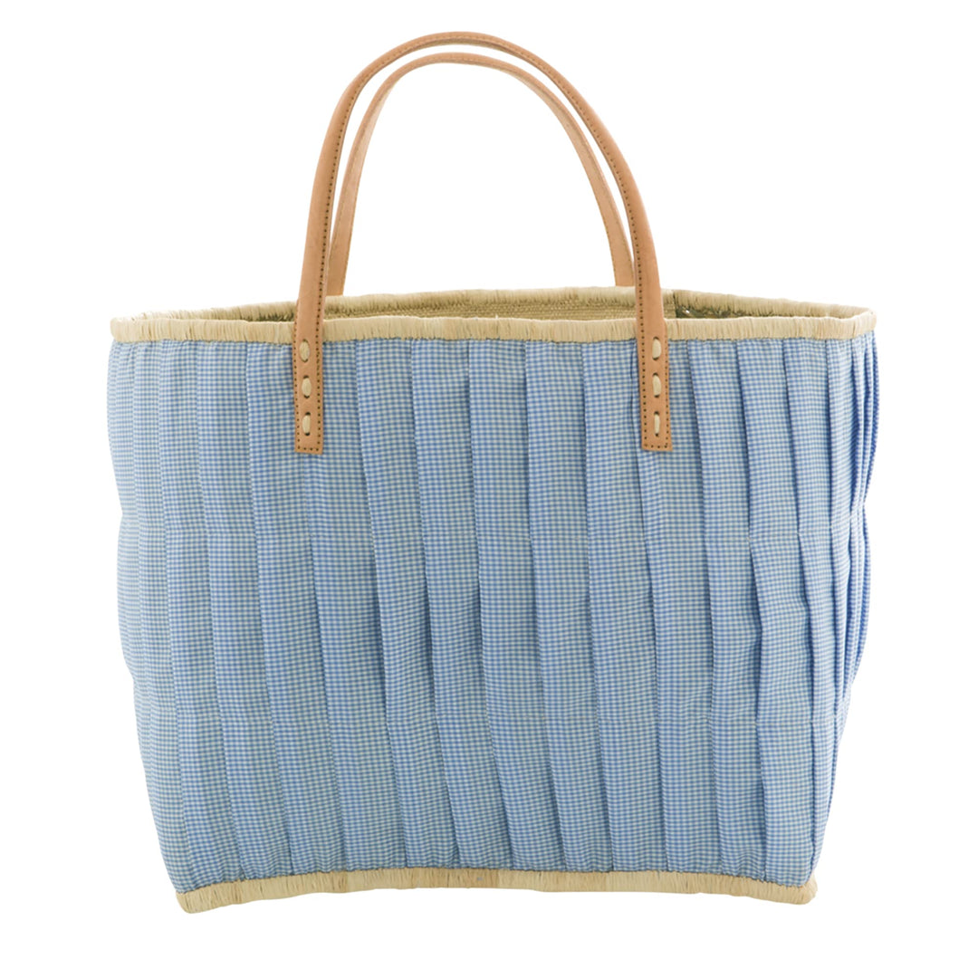 Gross Raffia Einkaufstasche - Türkis - Ledergriffe