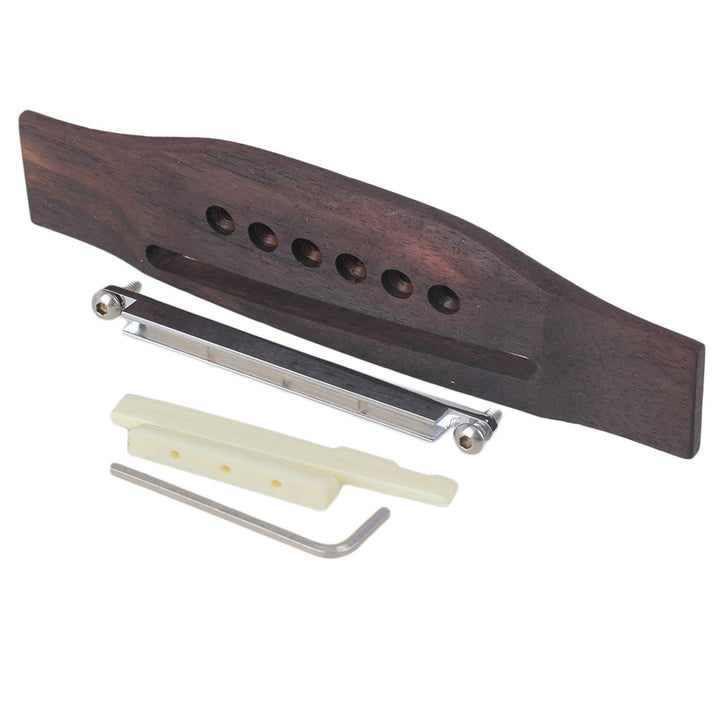 Yibuy Set mit 6 Saiten Akustik Gitarre Palisander Steg & Sattelmuttern & Verstellbarer Schaft