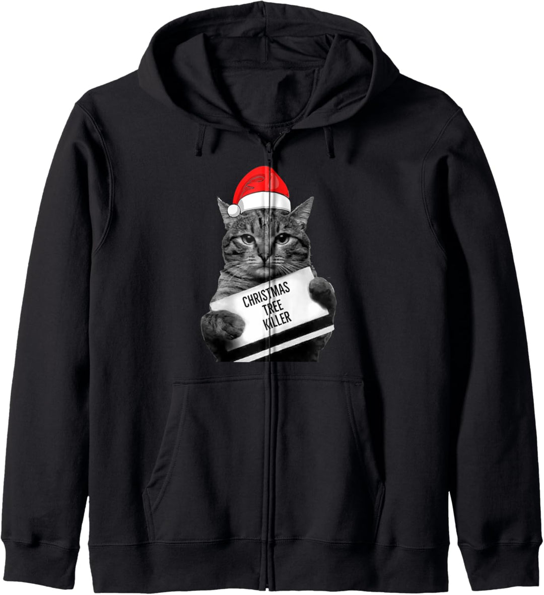 Weihnachtsbaum-Mörder-lustiger Kitty Cat Holiday Kapuzenjacke