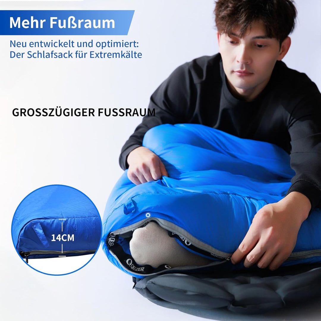 Daunenschlafsack, 4-Jahreszeiten-Schlafsack, Winterschlafsack -3°C bis -20°C Geeignet für Camping, W