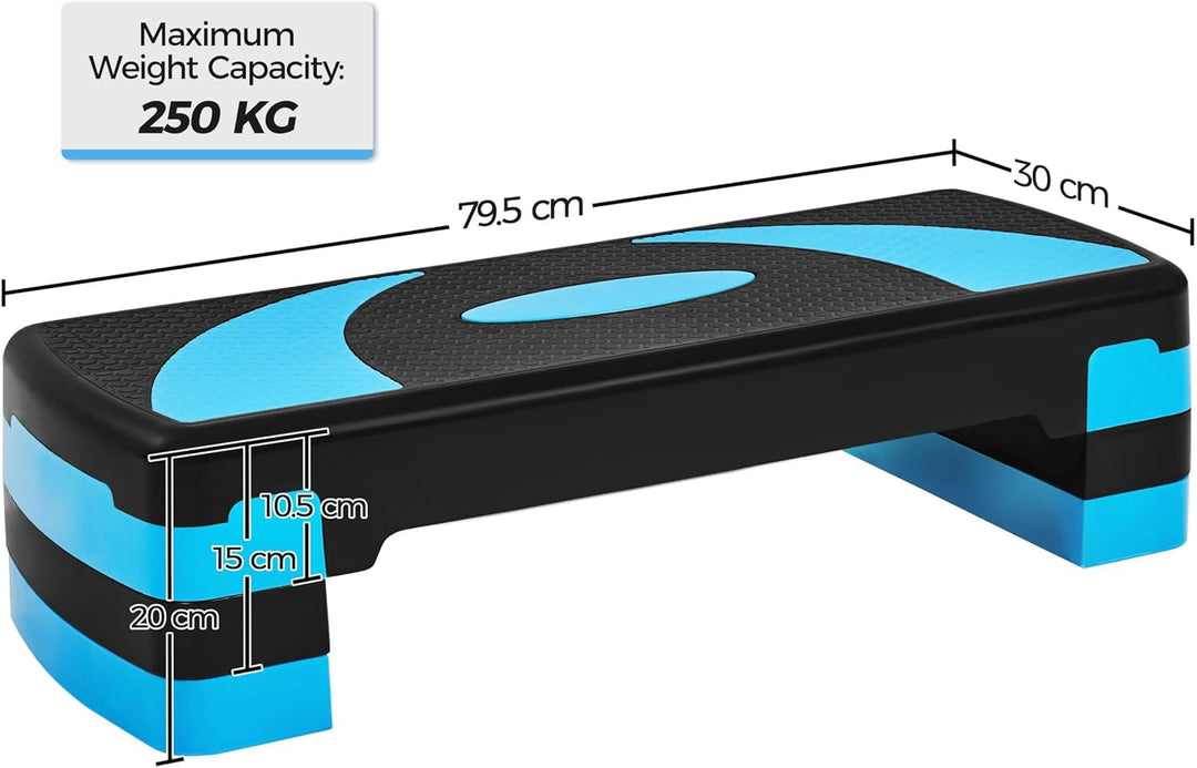 Yaheetech Steppbrett Fitness Aerobic Stepper Höhenverstellbar Step Bench mit 3 Stufen (10/15/20 cm)