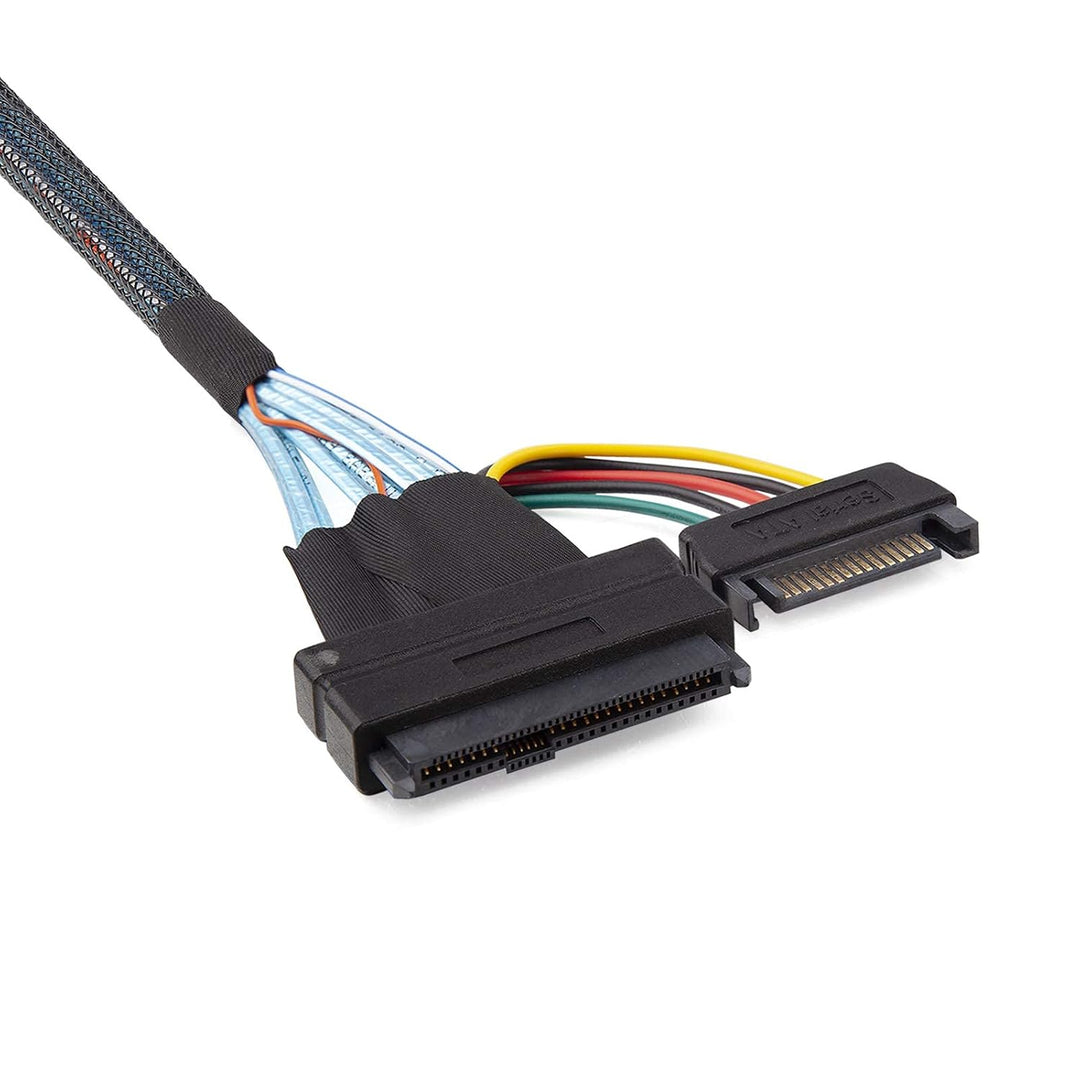 12G Internal Mini SAS SFF-8643 to U.2 SFF-8639 NVMe SSD Cable with 15 pin Male SATA Power Connector,