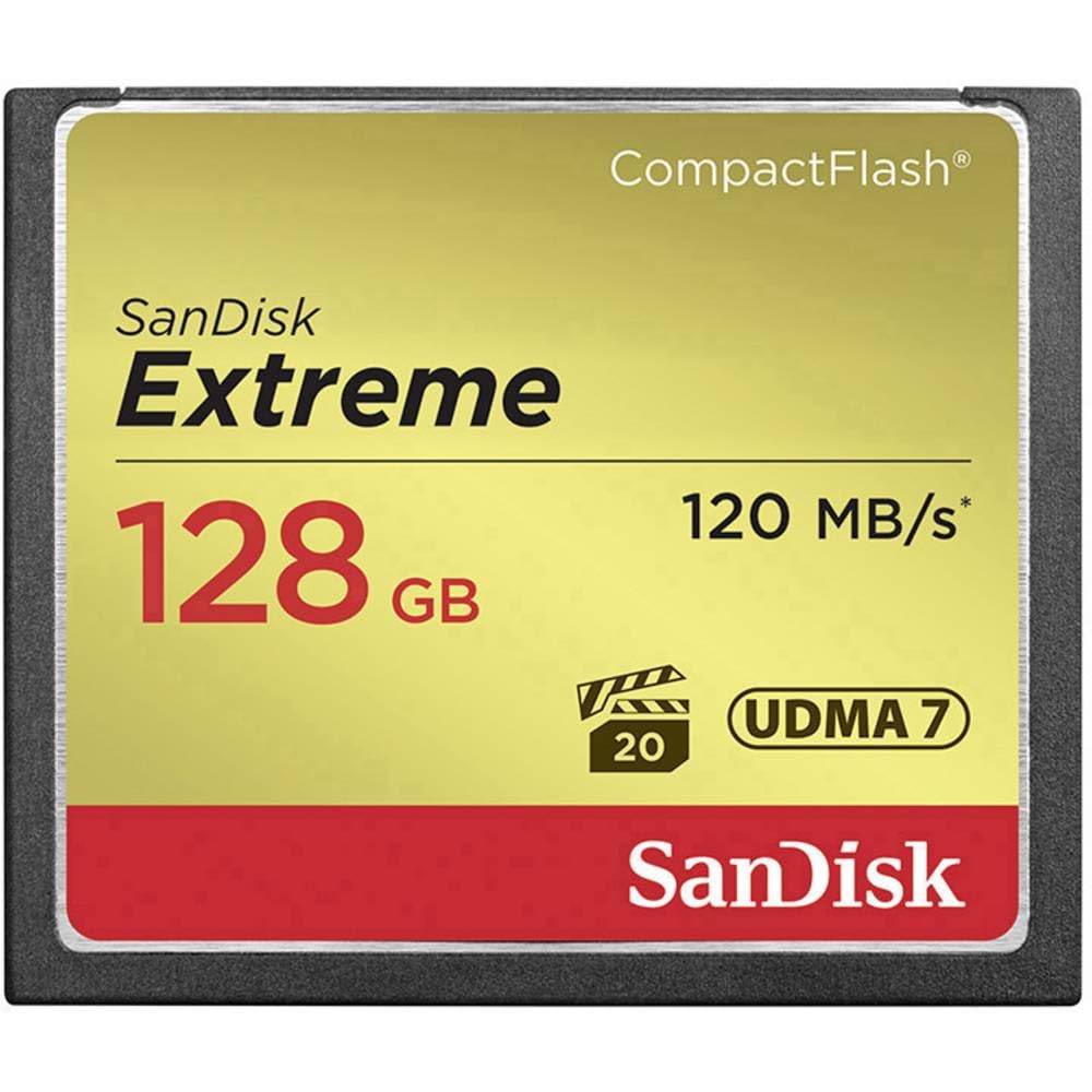 SanDisk Extreme CompactFlash Speicherkarte 128 GB (Für DSLR-Kameras, UDMA7, Schreiben mit 85 MB/s, Ü