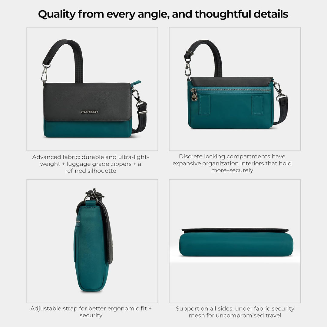 Travelon Unisex Anti-Theft Addison Convertible Crossbody/Belt Bag Gürteltasche Evergreen, Evergreen