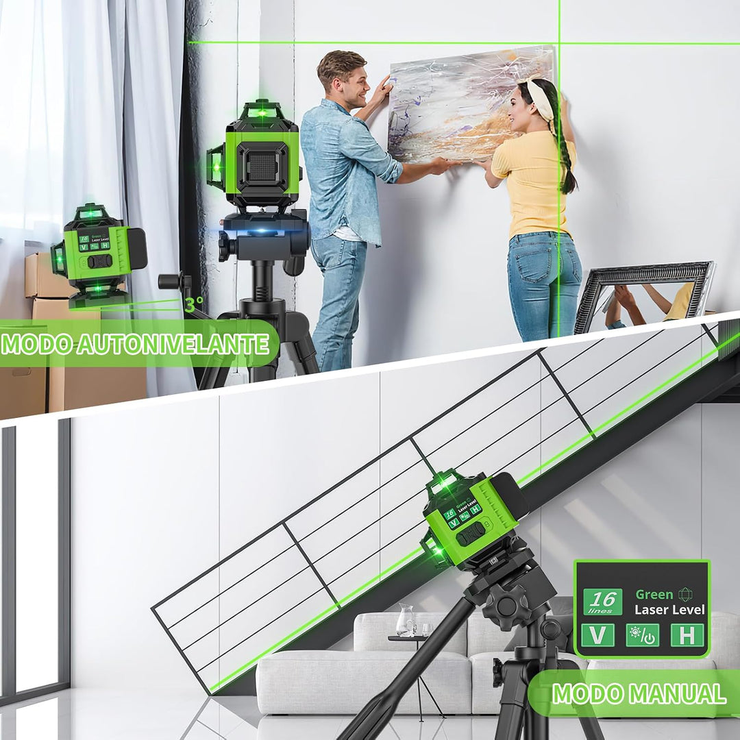 Kreuzlinienlaser Grün 16 Linien Nivellierlaser, 4 x 360 ° Laser wasserwaage, linienlaser kreuzlaser