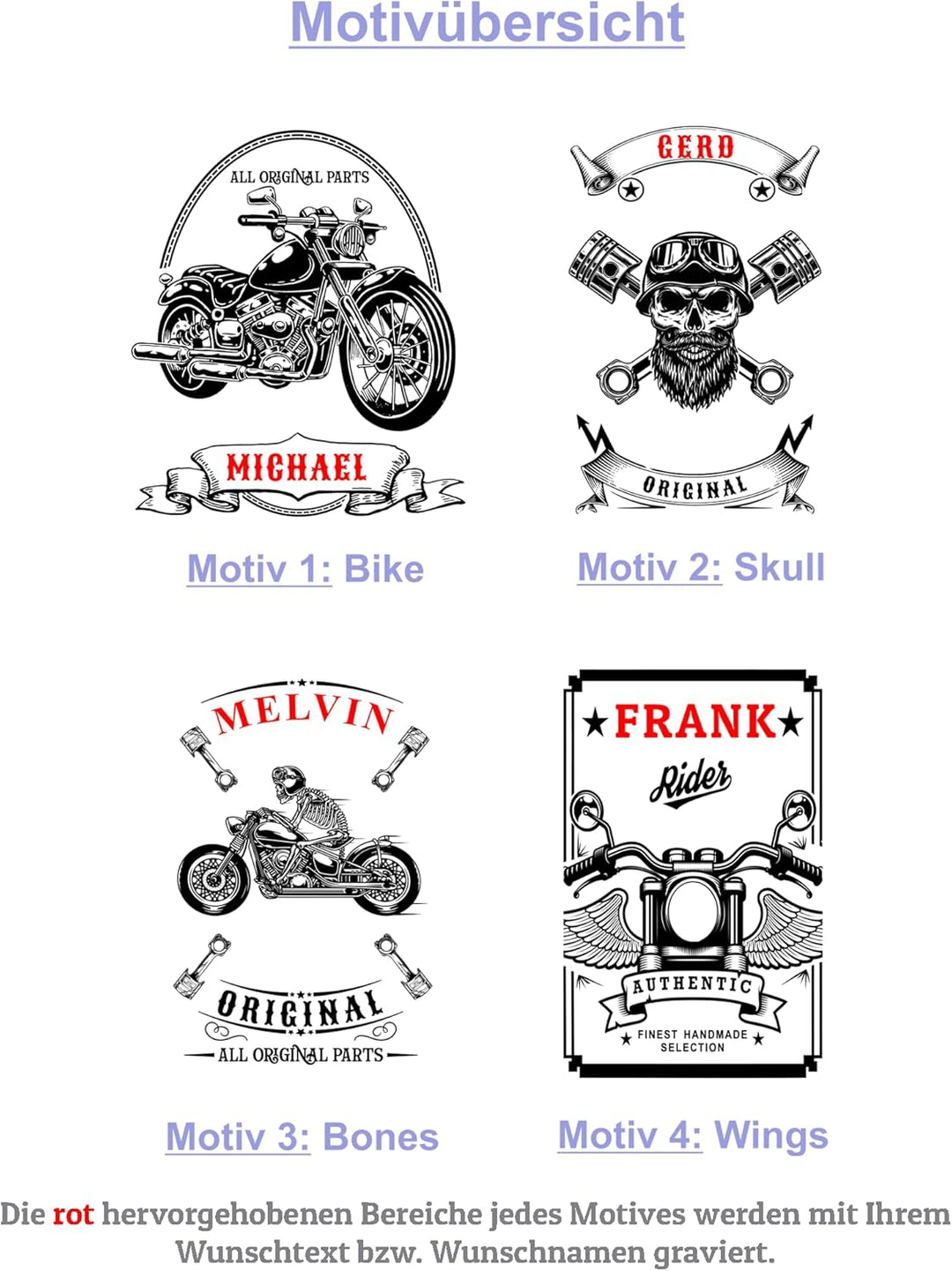 Edelstahl Flachmann mit Gravur Motorrad personalisiert mit Name 170 ml 4 Motive zur Auswahl für Moto