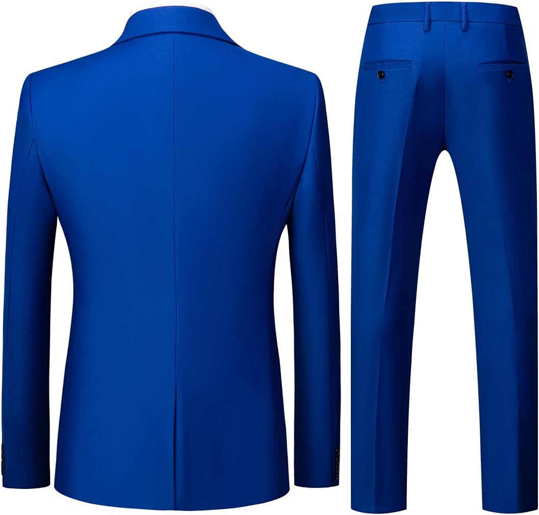 KUDORO Herren Anzüge 3-teilig Slim Fit Eine Knöpfe für Hochzeit Business Herrenanzug Sakko Weste Hos