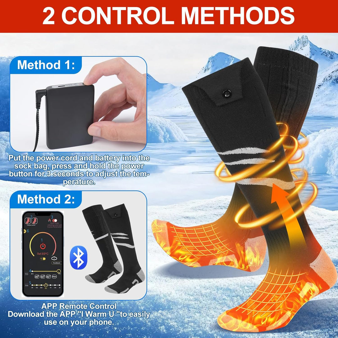 Olycism Beheizbare Socken mit APP Wiederaufladbare elektrische Beheizte Socken für Damen und Herren